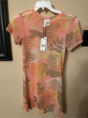 Sanctuary NWT XS Coral & Olive Tropical Mesh Mini SWIM COVERUP